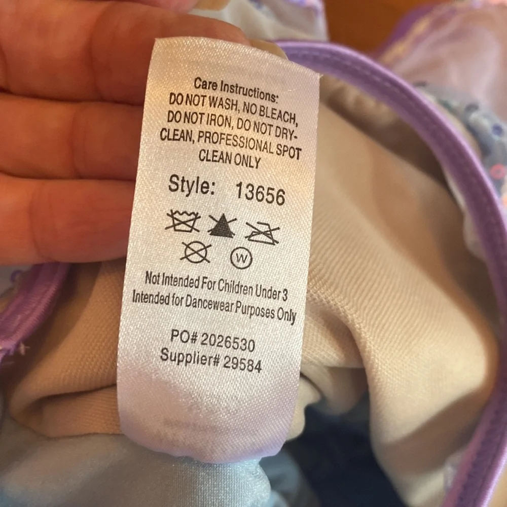 Girls Weissman EUC Blue & Purple Ballerina Costume w/Purple Hairbow - Sz XSC